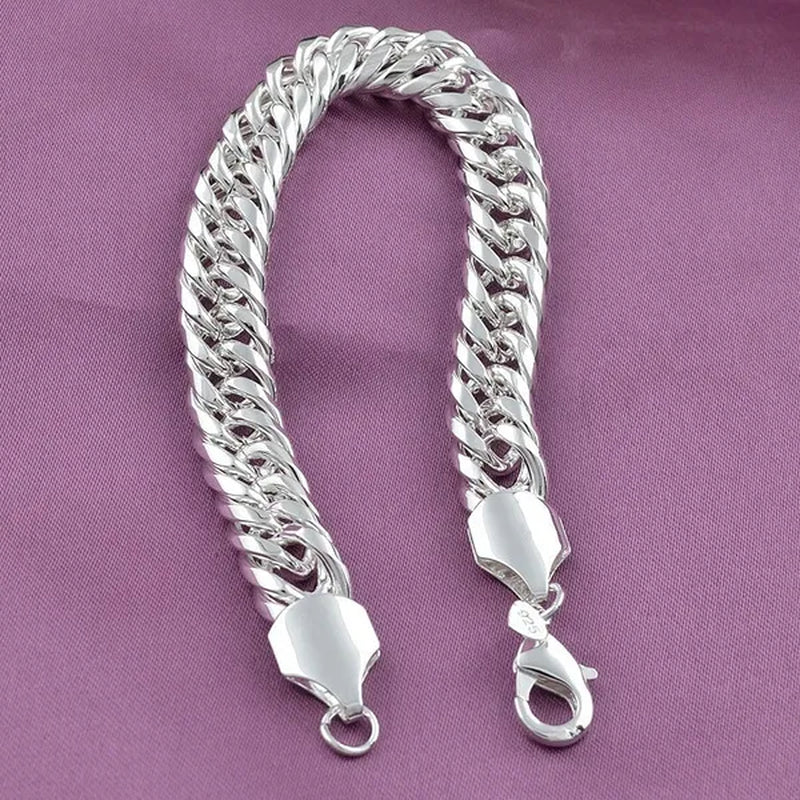 Mens Jewelry Set Thick Tight 925 Solid Sterling Silver Bracelet