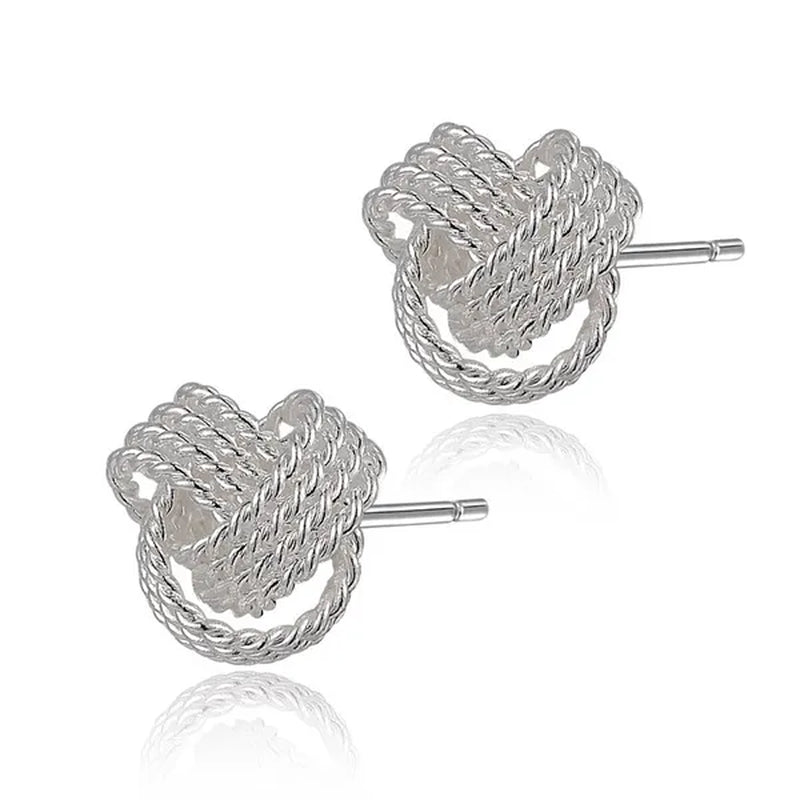 HOT! Fashion Jewelry Exquisite Women 925 Sterling Silver Jewelry Mesh Ball Stud Earrings