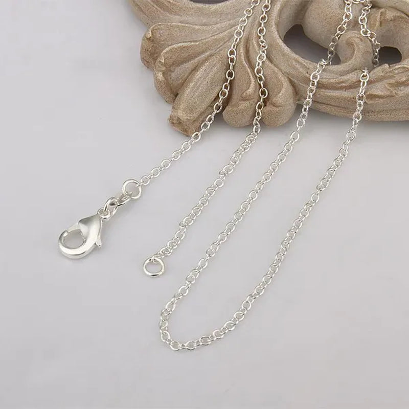 Fashion Jewelry 5pcs/3pcs 925 Sterling Silver "O" Shaped Chain Necklace (DIY Necklace)Size 16-24 Inch