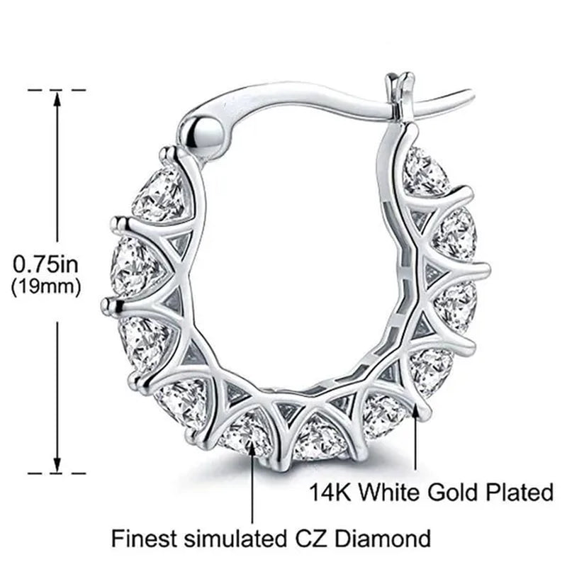 Exquisite Cubic Zirconia Hoop Earrings for Women Elegant Bridal Wedding Gold Earrings Jewelry Gift