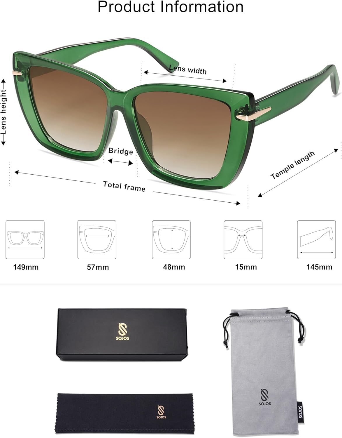 Trendy Large Oversized Cat Eye Sunglasses for Women 70S UV400 Designer Shades SJ2231
