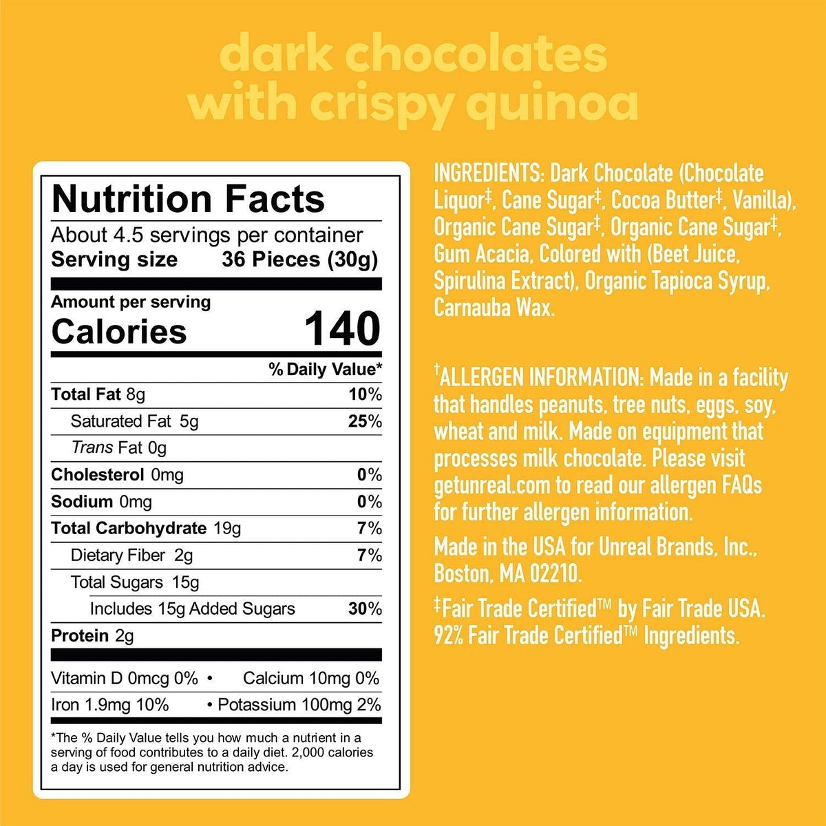 , Candy Coated Chocolate Crispy Quinoa Gems Bag, 5 Ounce