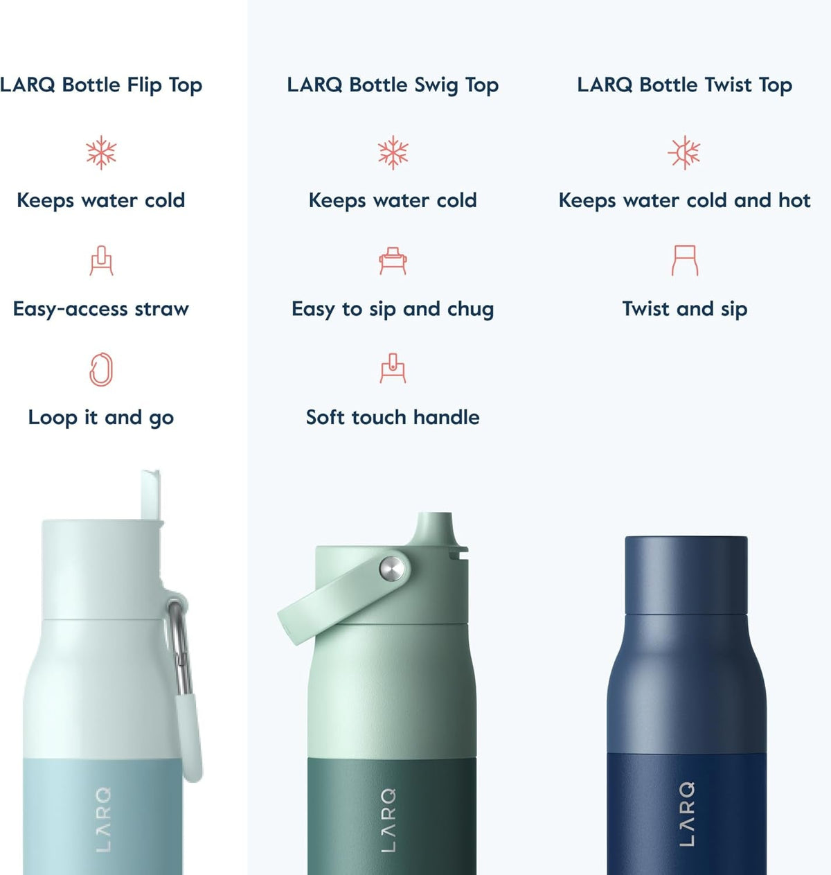 Flip Top 17 Oz Insulated Stainless Steel Water Bottle with Straw | Thermos, BPA Free | Reusable Bottle for Sports, Gym, Travel | Keeps Drinks Cold 24 Hours, Seaside Mint