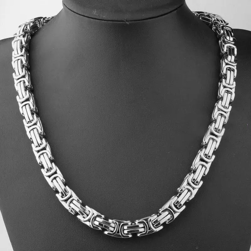 Men Jewelry Silver Stainless Steel Strong Byzantine Chain Curb Cuban Bracelet or Necklace 7inch-40inch