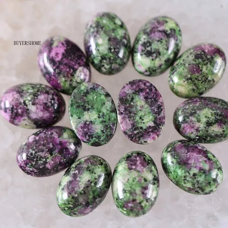 Fashion Jewelry 13x18MM Natural Stone Green with Red Zoisite CAB Cabochon 10Pcs