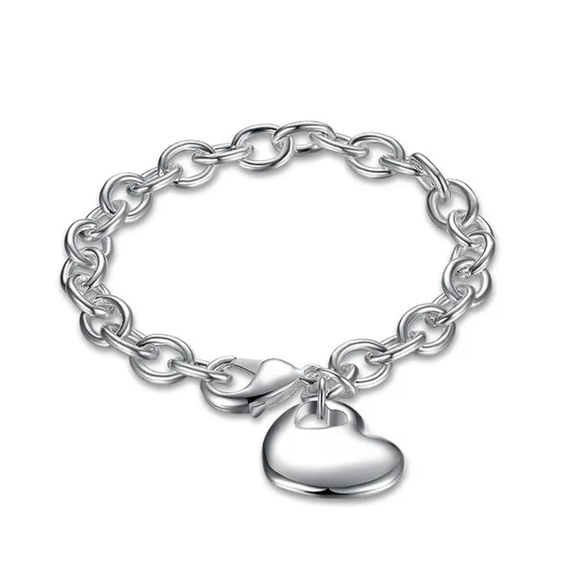 New Arrival 925 Sterling Silver Jewelry Sets Fashion Heart Necklace Bracelet Set OT