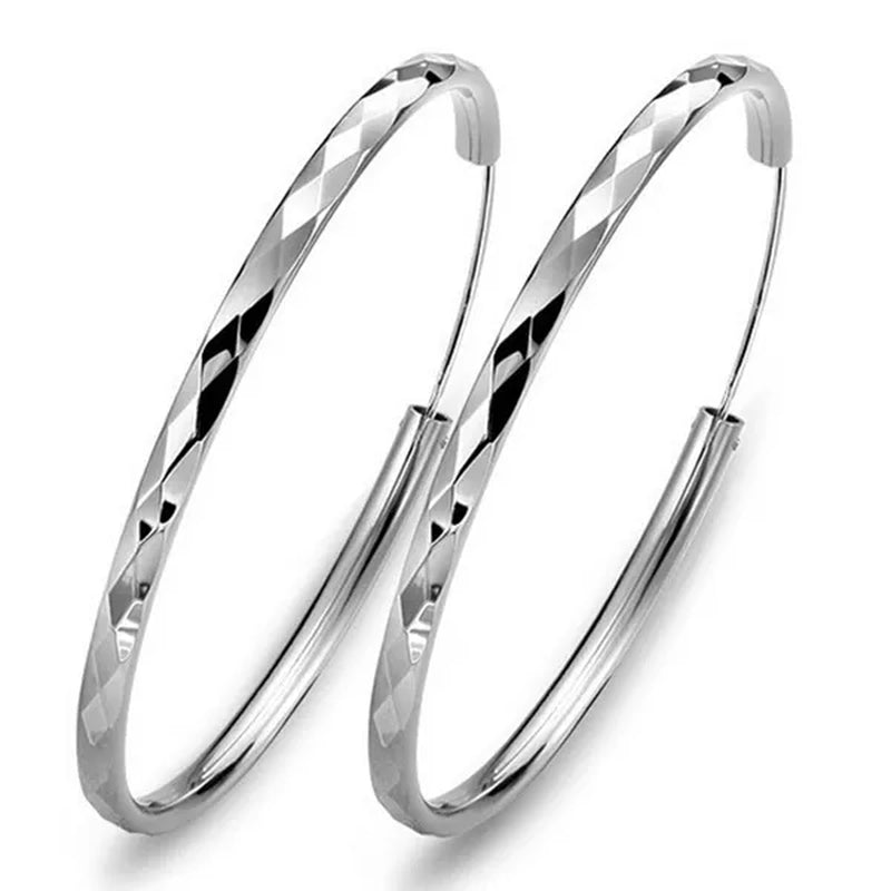 New 925 Sterling Silver Large Circle Hoop Earrings for Women Fashion Party Wedding Jewelry Gifts