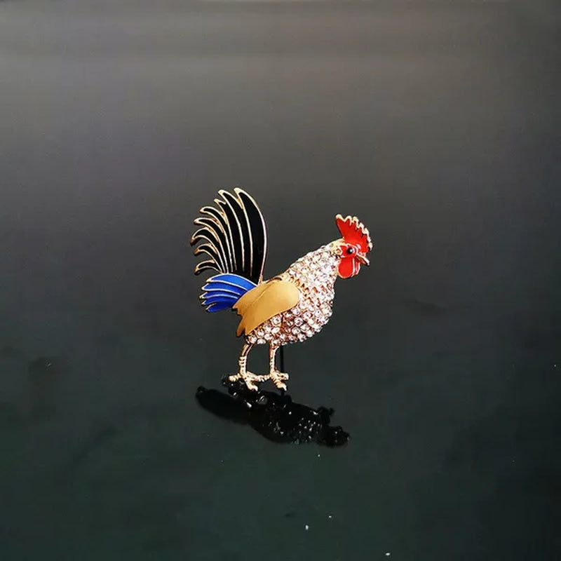 Funny colorful rhinestone enamel metal brooch woman clothing accessories animal chicken brooches holiday gift
