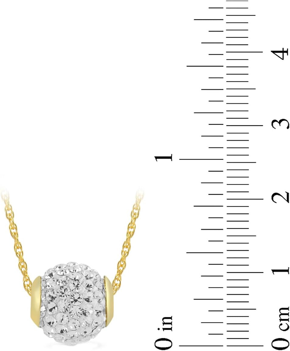 10K Crystal Slide Ball Pendant Necklace, 18", (Previously Amazon Collection)