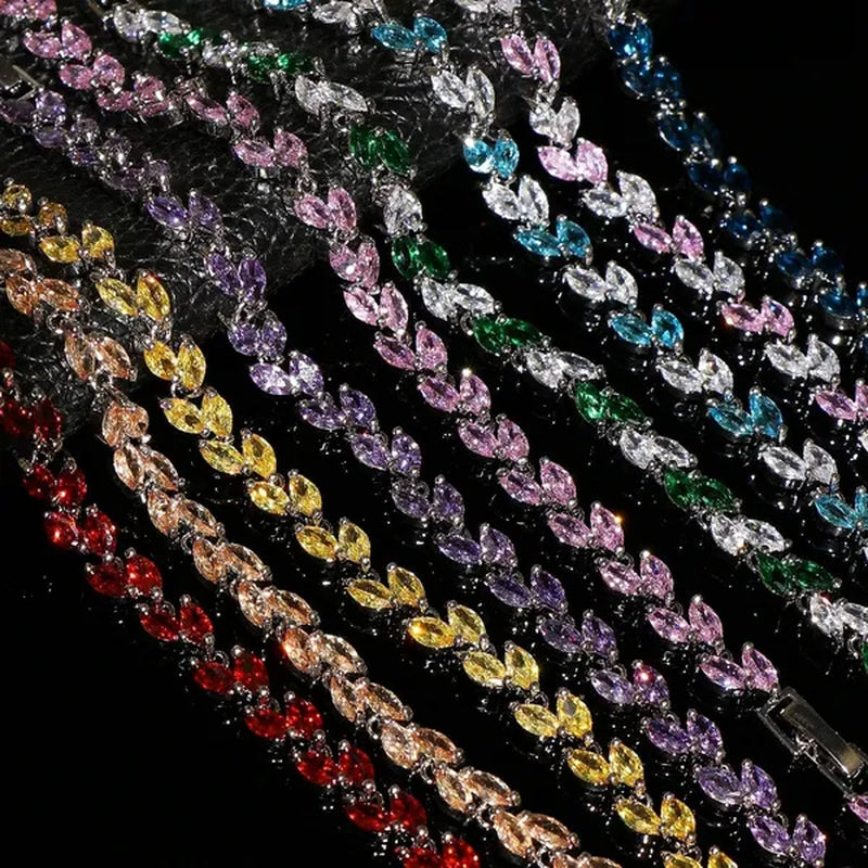 Trendy 2019 Cubic Zirconia Jewelry 925 Silver Leaf Charm CZ Crystal Female Bracelets Bangles for Women
