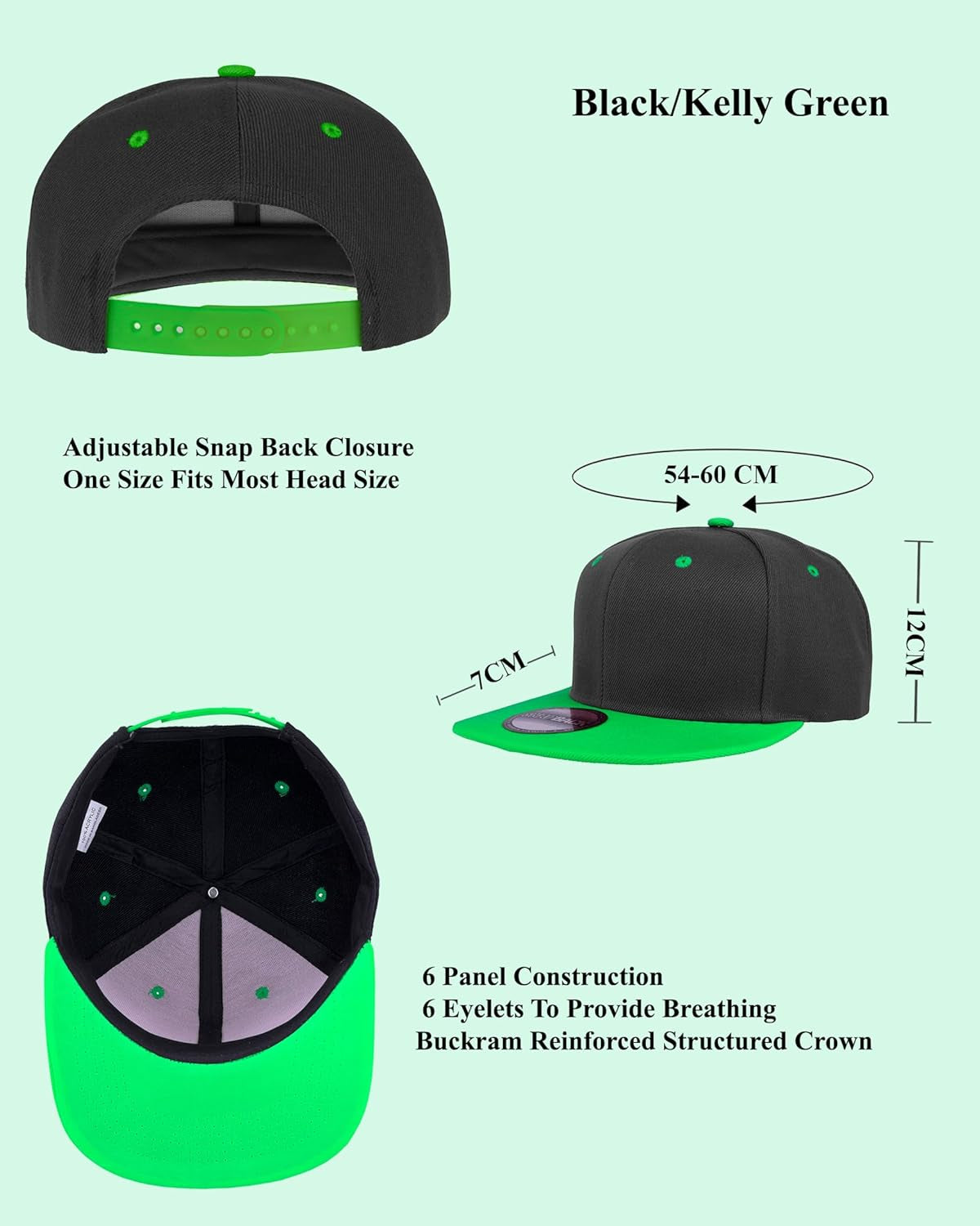 Snapback Hats for Men - Flat Bill Brim Baseball Cap Hat - Plain Blank Adjustable
