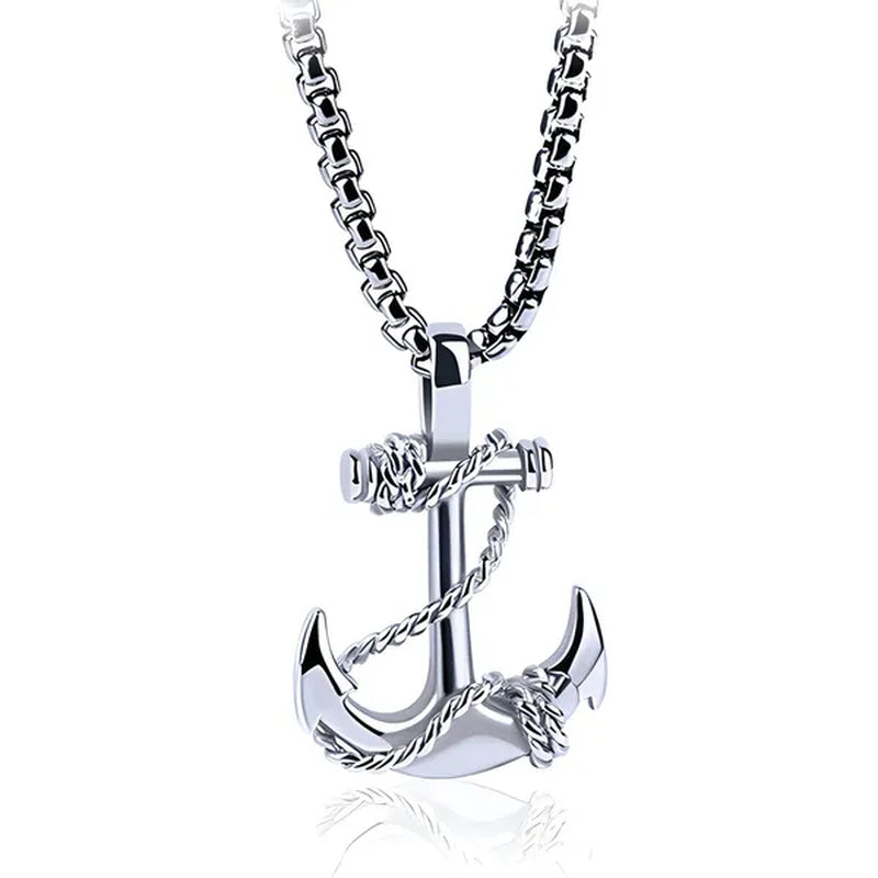 Tone Anchor Pendant Necklace Silver Plated Infinity Jewelry Anchor Men Fashion Design Simple Anchor