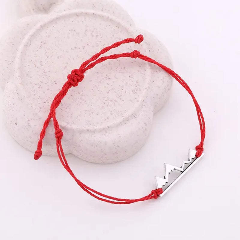 10pc/lot Silver Metal Mountain Charm 8 Color Cord Handmade Knot Women Simple Fashion Bracelet