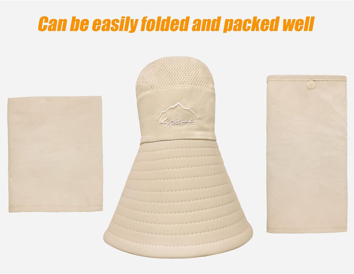 Fishing Hat for Men & Women, Outdoor UV Sun Protection Wide Brim Hat with Face Cover & Neck Flap
