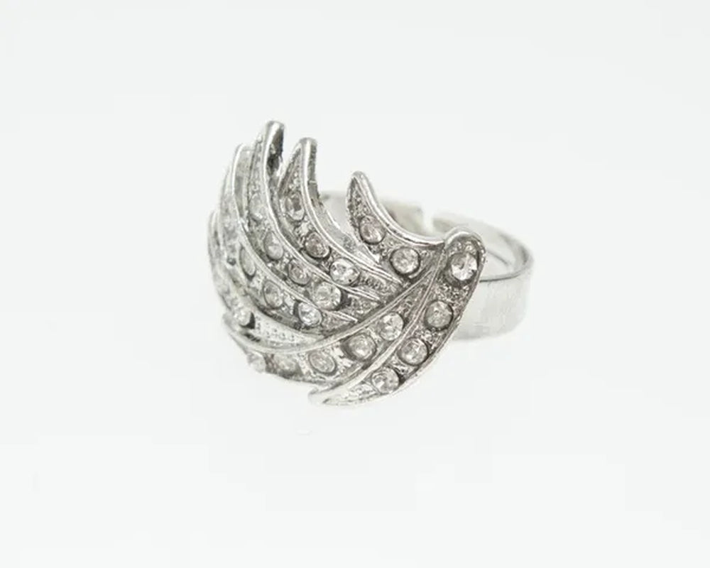 Leaves Shape Silver Plated Clear Crystal Jewelry Sets