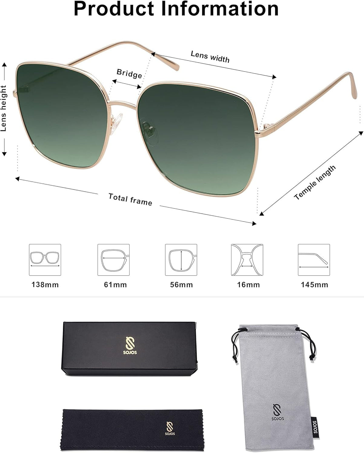 Trendy Oversized Square Metal Frame Sunglasses for Women Men Retro Big Flat Lens UV Protection Sunglasses SJ1146