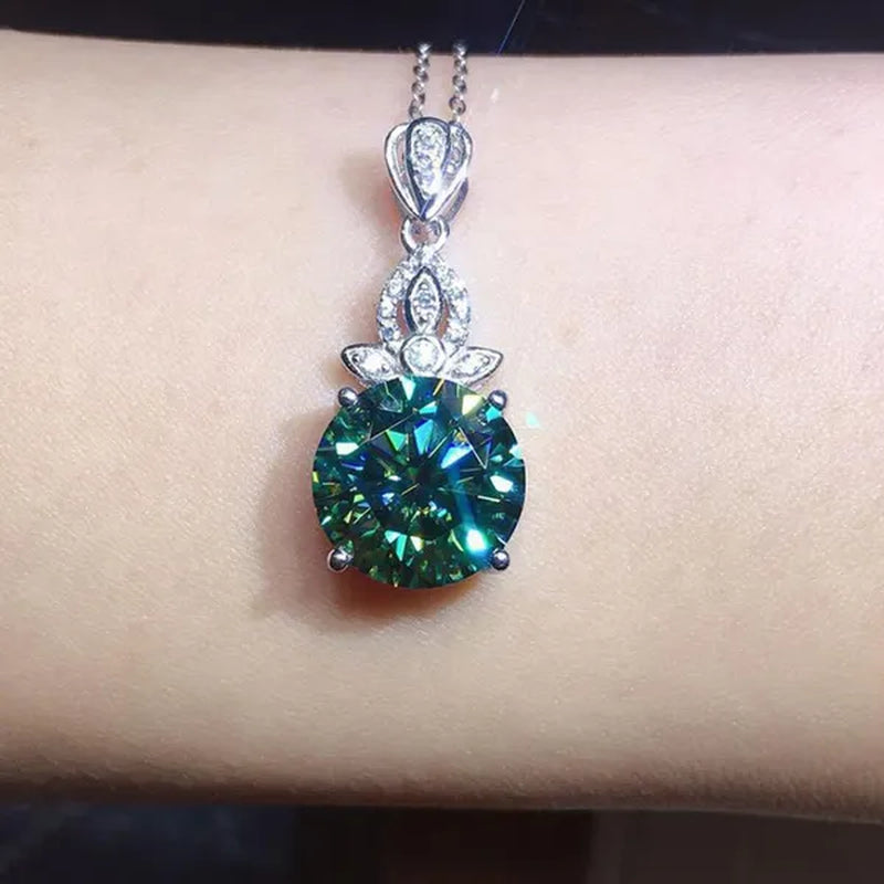 Fashion Jewelry Luxury 925 Sterling Silver Diamond Blue Green Gemstone Pendant Necklace For Women Wedding