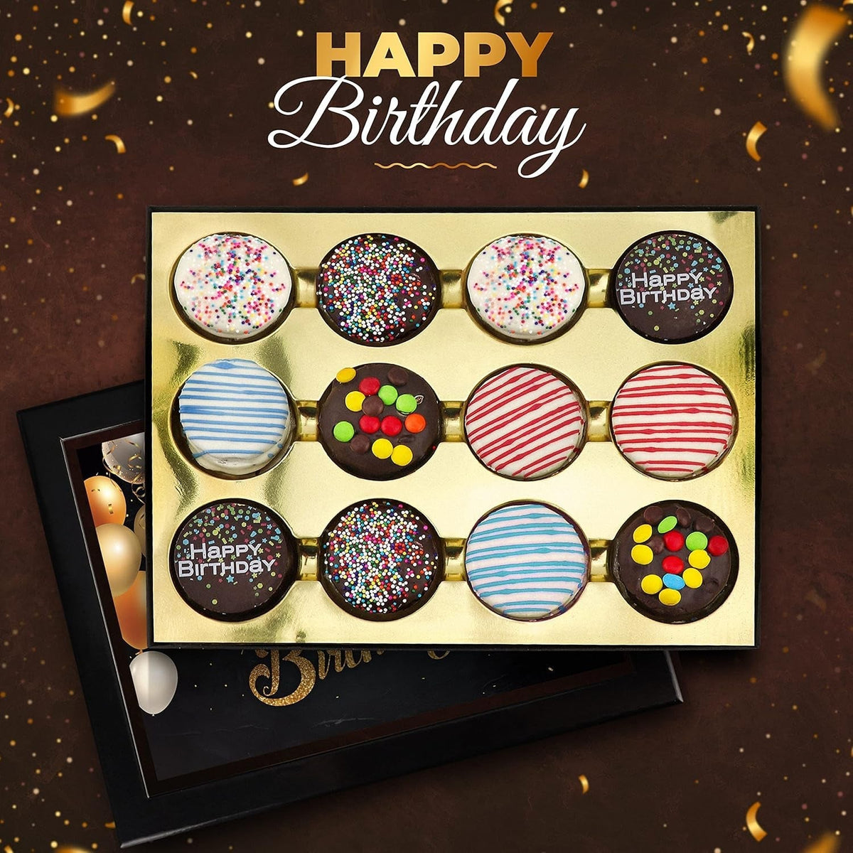 Birthday Cookies Gift Basket for Men and Women β Gourmet Chocolate Cookies, Happy Birthday Treats for Food Gifts by , 12 Count Chocolate Gift Box