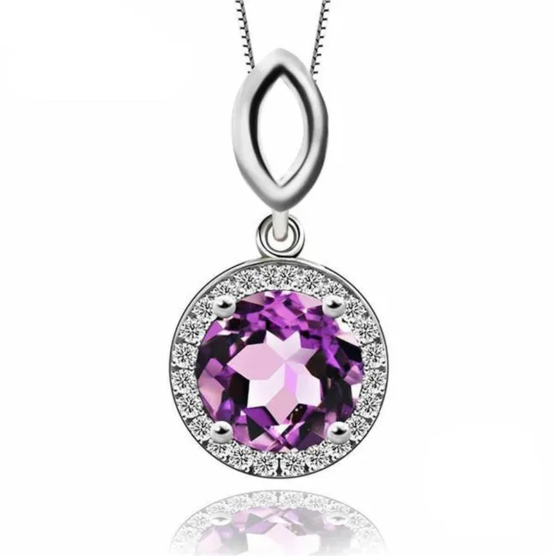 Majesty Diamonds MDS170144 1.87 CTW Oval Purple Amethyst Halo Solitaire with Accents Pendant Necklace in .925 Sterling Silver