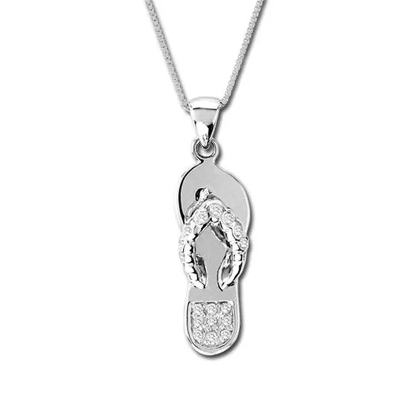 14K Gold 0.10 Ct. Diamond Flip Flup Shoes Pendant With 16 in. Chain