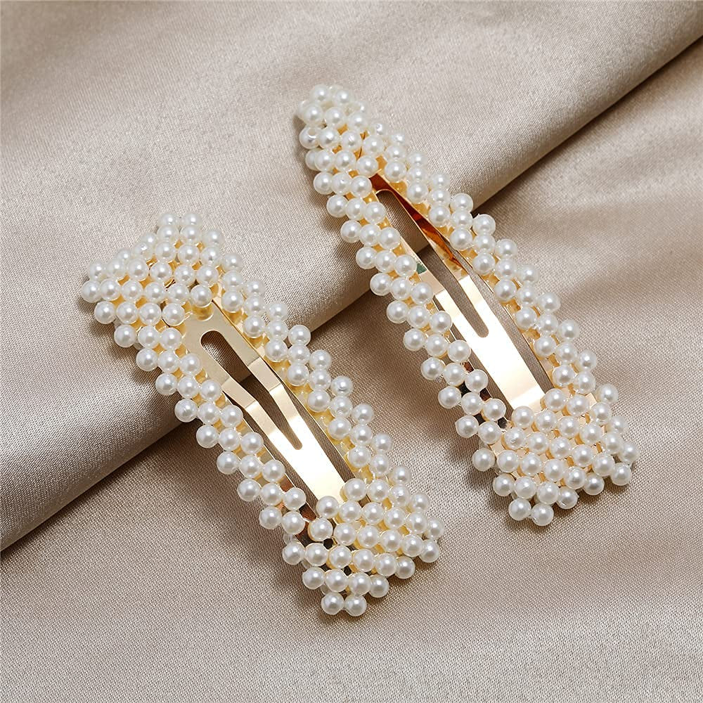 Women Hair Accessories 18PCS Handmade Simulation Pearl Barrettes Clip Set Geometric Flower Bobby Hairpin Girls Headwearโฆ