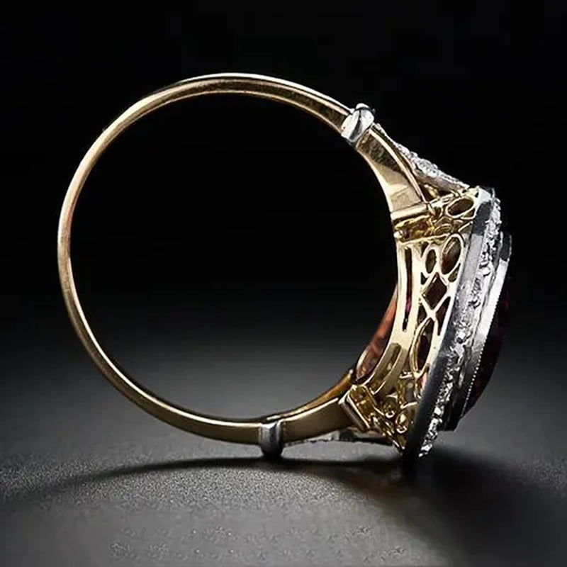 Fashion Luxury 925 Sterling Silver Oval Cut Ruby Ring Princess Engagement Wedding Ring Diamond Statement Ring for Women Anniversary Birthday Party Bridal Ring