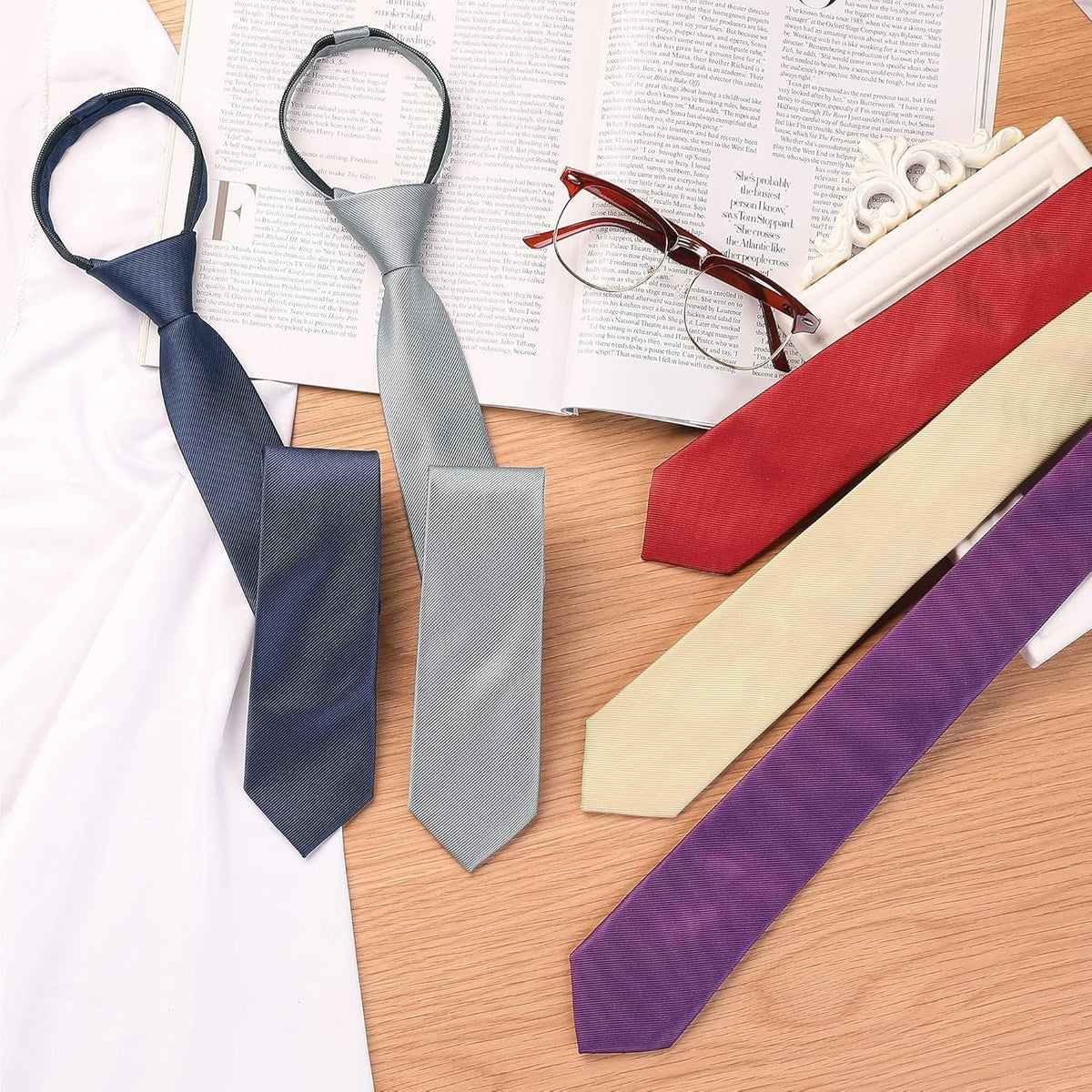 Men'S Skinny Pretied Solid Color Zipper Ties Neck Adjustable Strap Wedding Groom Tie