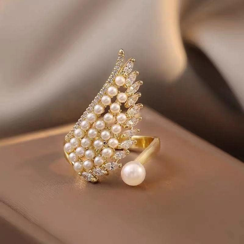 Vintage Pearl Ring Stacking Promise Pearl Rings Adjustable Open Finger Ring Trendy Personality Statement Jewelry for Women