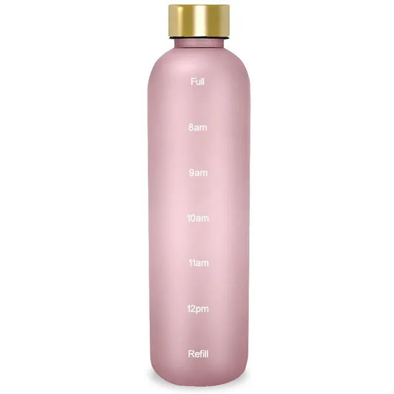 Water Bottle with Time Marker, 32oz Motivational Water Bottle, Reusable Spill-Proof Frosted Plastic Water Bottle for Gym, Sports, Travel, Fitness, School and Work