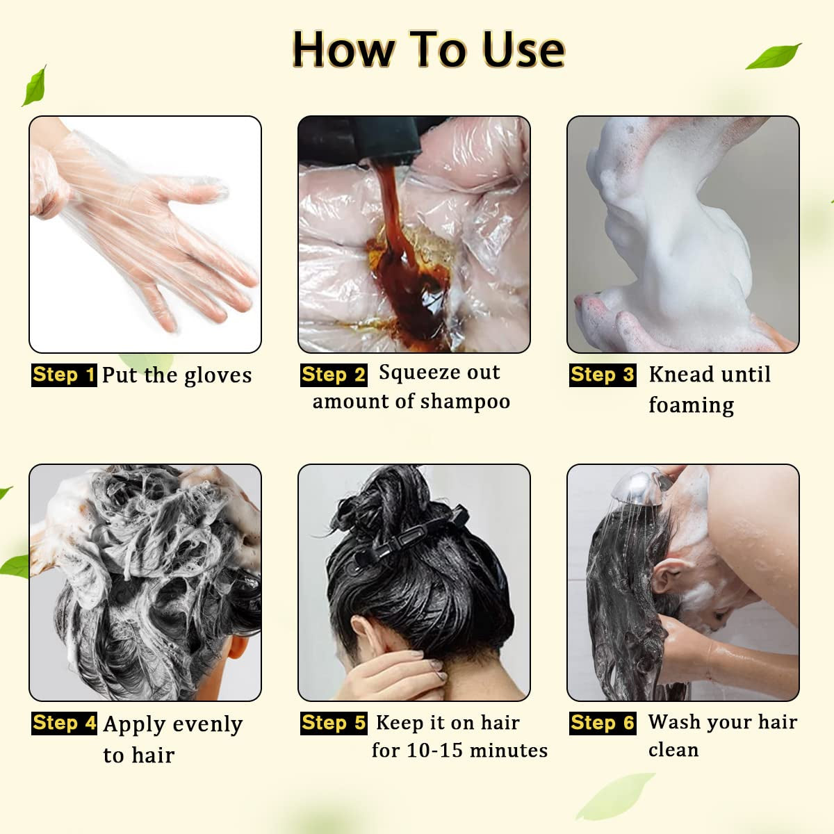 Black Hair Dye Shampoo 3 in 1 for Gray Hair, Hair Color Shampoo for Women and Men, Instant Shampoo Hair Dye-100% Grey Hair Coverage (16.9 Fl Oz)
