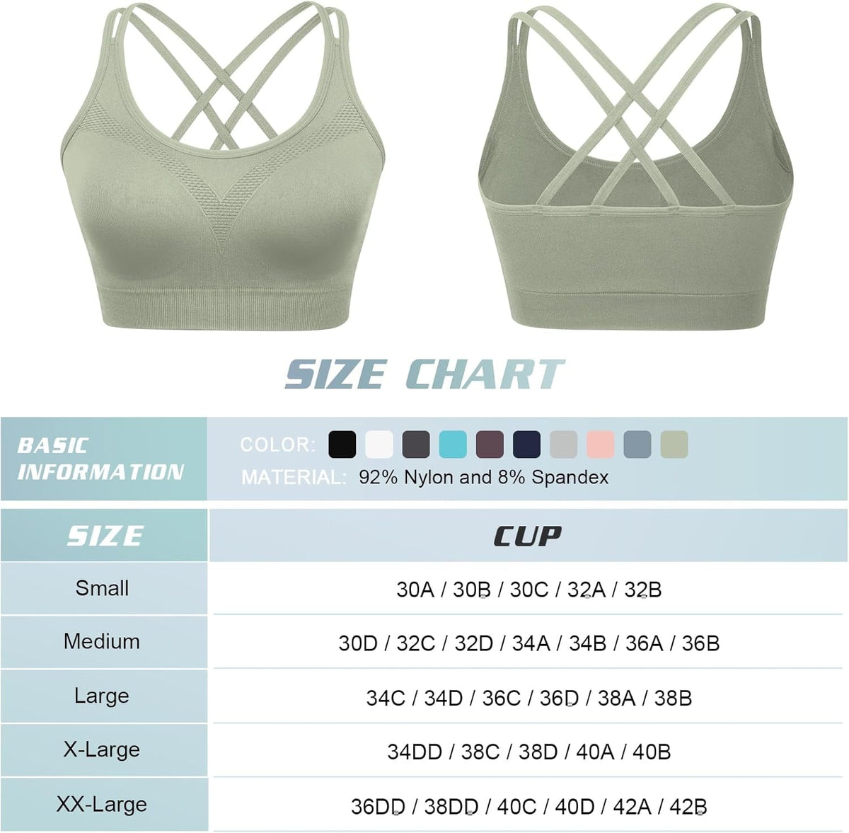 Cross Back Sports Bra for Women Padded Strappy Yoga Bra Medium Support Workout Bra for Athletic Gym Fitness 3 Pack