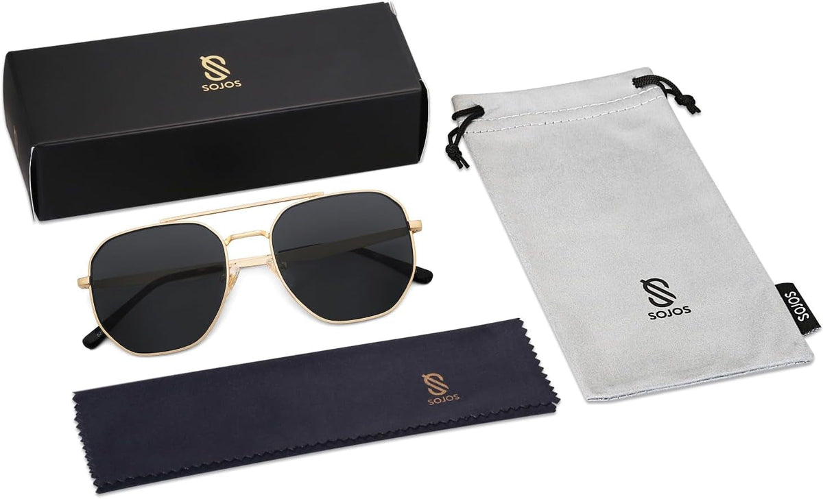 Classic Square Aviator Sunglasses for Women Men Retro Hexagon UV400 Protection Shades SJ1222
