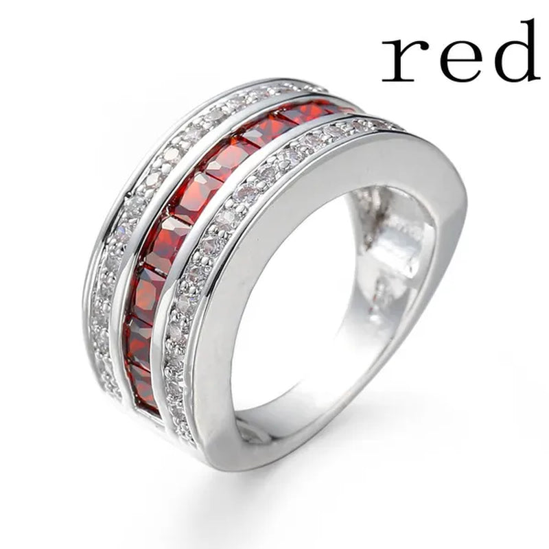 925 Silver Plated Classic Women Mens Jewelry Blue Sapphire CZ Band Gem Ring Sz 7-11 ( Choice Color and Size )