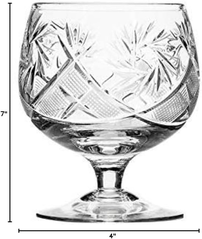 HOMEHUT Set of 2 Russian Cut Crystal Brandy Snifter Glasses 11-Oz, Old Fashioned Vintage Glassware (Brandy Snifter)