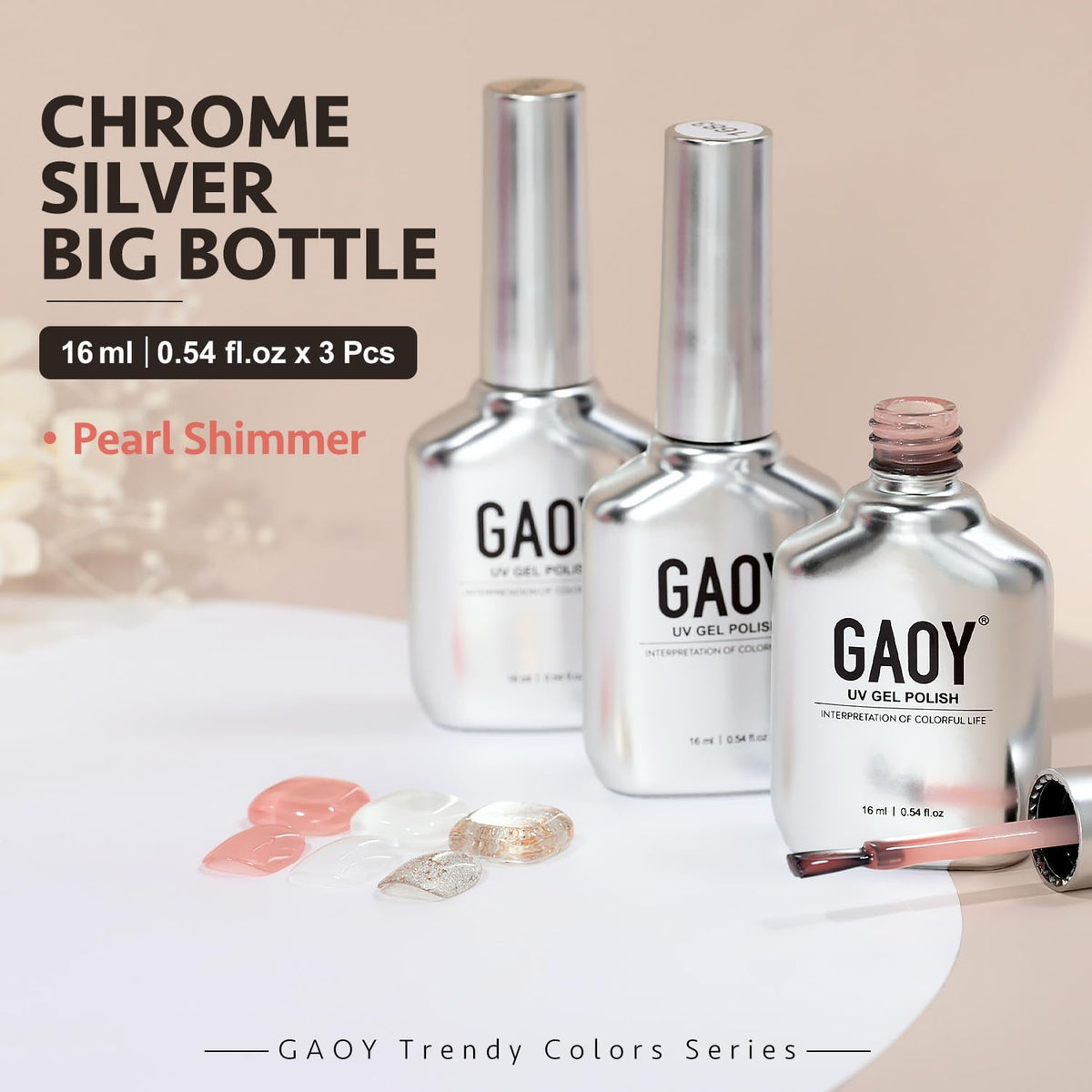 Gel Nail Polish Kit, 3 Colors 16Ml Jelly Milky White Glitter, Sheer Soak off UV Gel Polish Set - Pearl Shimmer
