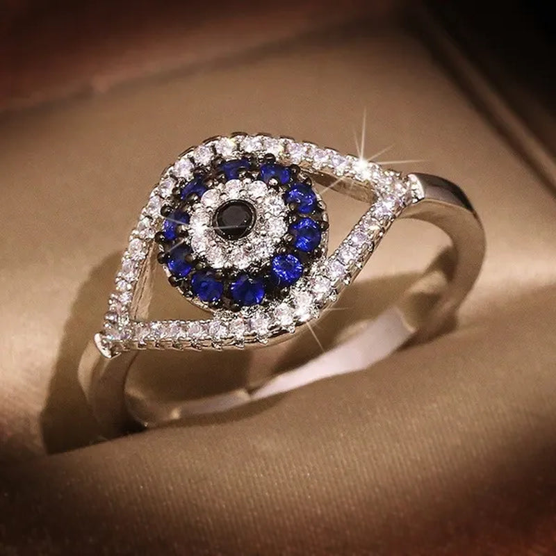New Fashion Devil's Eye Finger Ring Luxury Diamond Evil Eye Lucky Ring for Women Jewelry Gift