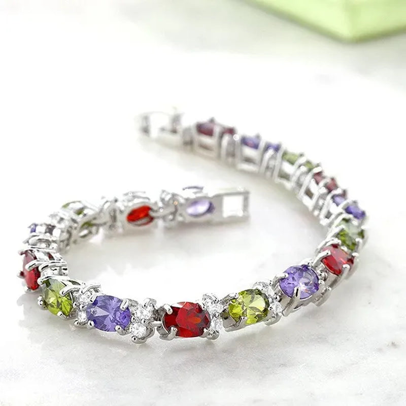 Gem Stone King 925 Sterling Silver Gorgeous Oval and Round Sparkling Cubic Zirconia CZ Tennis Bracelet Jewelry Gift