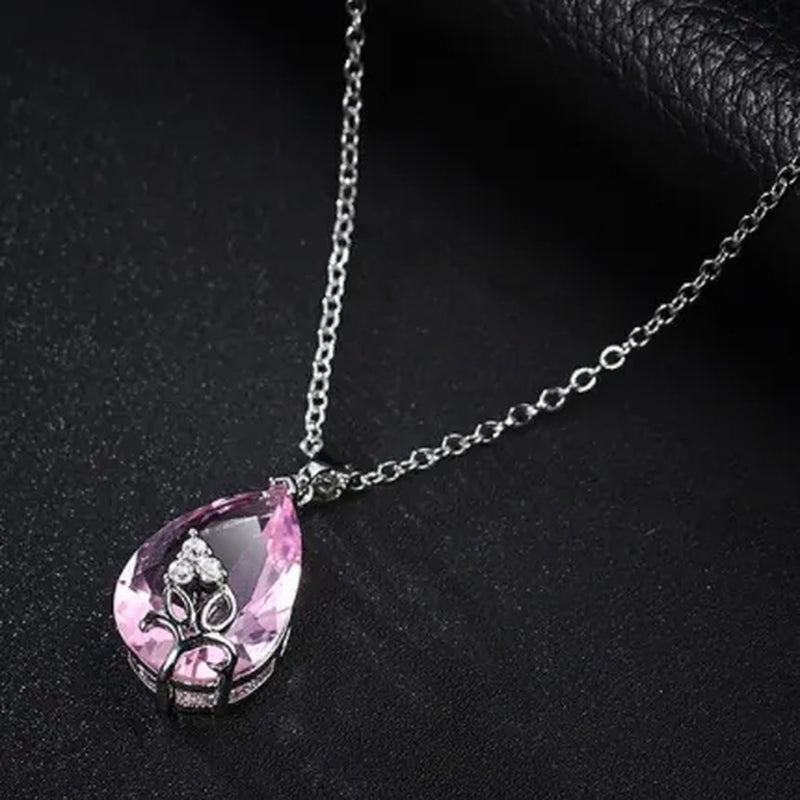 woman fashion Jewellery Elegant Pink Topaz Pendant Gold-plated noble Zircon AAA Necklace