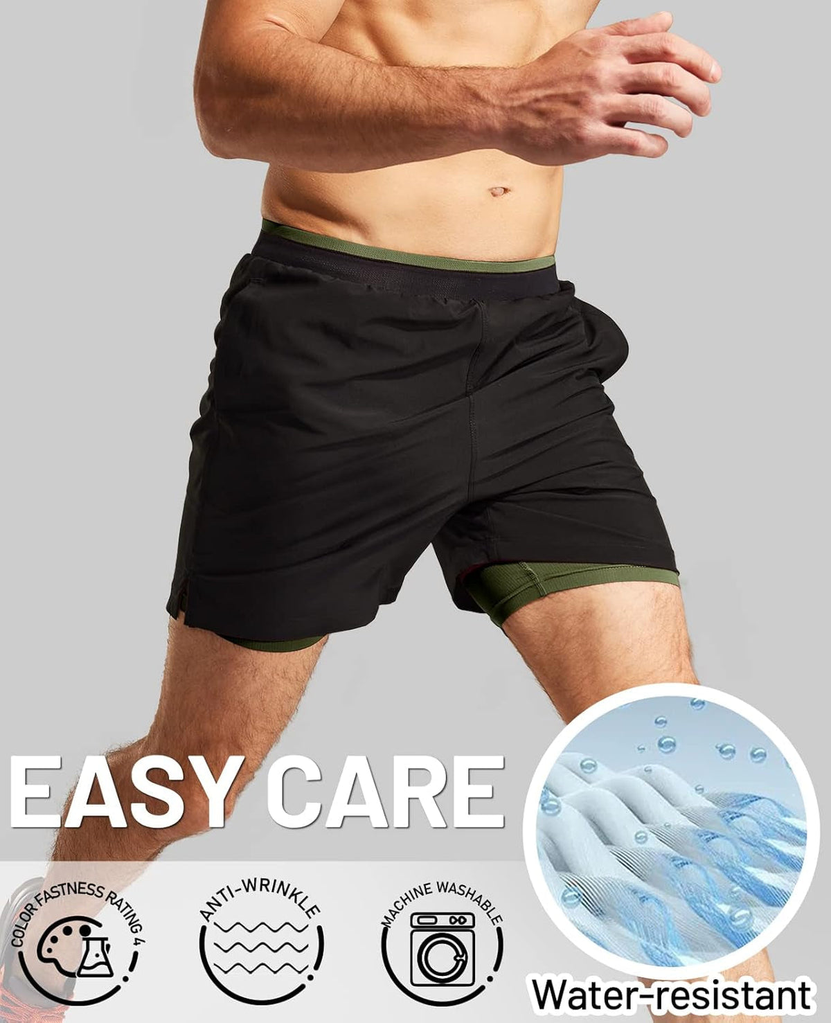 Men'S 2 in 1 Running Shorts with Liner 5" Quick Dry Gym Workout Athletic Shorts with Pockets, Lightweight, Breathable