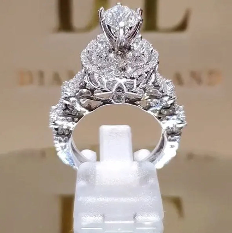 Classic Luxury Temperament Woman Fashion Jewelry Exquisite Birth Stone Romantic Bride Wedding Jewelry Noble Princess Proposal Engagement Ring Size US4-11 Christmas Gift