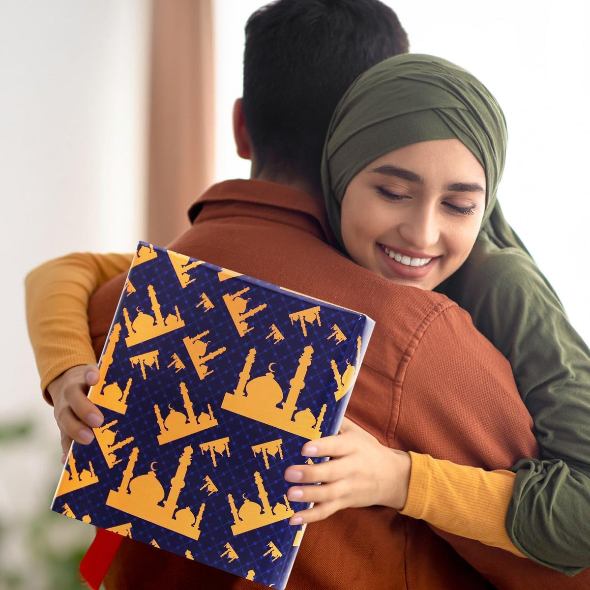 8 Sheets Eid Gift Wrapping Paper, 4 Designs Ramadan Wrapping Paper, Moon Mosque Eid Mubarak Folded Flat 20X28 Inches Gift Wrap for Kids Islam Ramadan Holiday Party Celebration Decorations