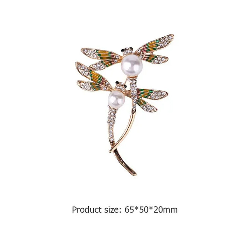 New Classic Painted Dragonfly Shell Pearl Insect Brooch Clothing Accessories Pin Brooches Women Girls Jewelry Gifts 65X50X20mm