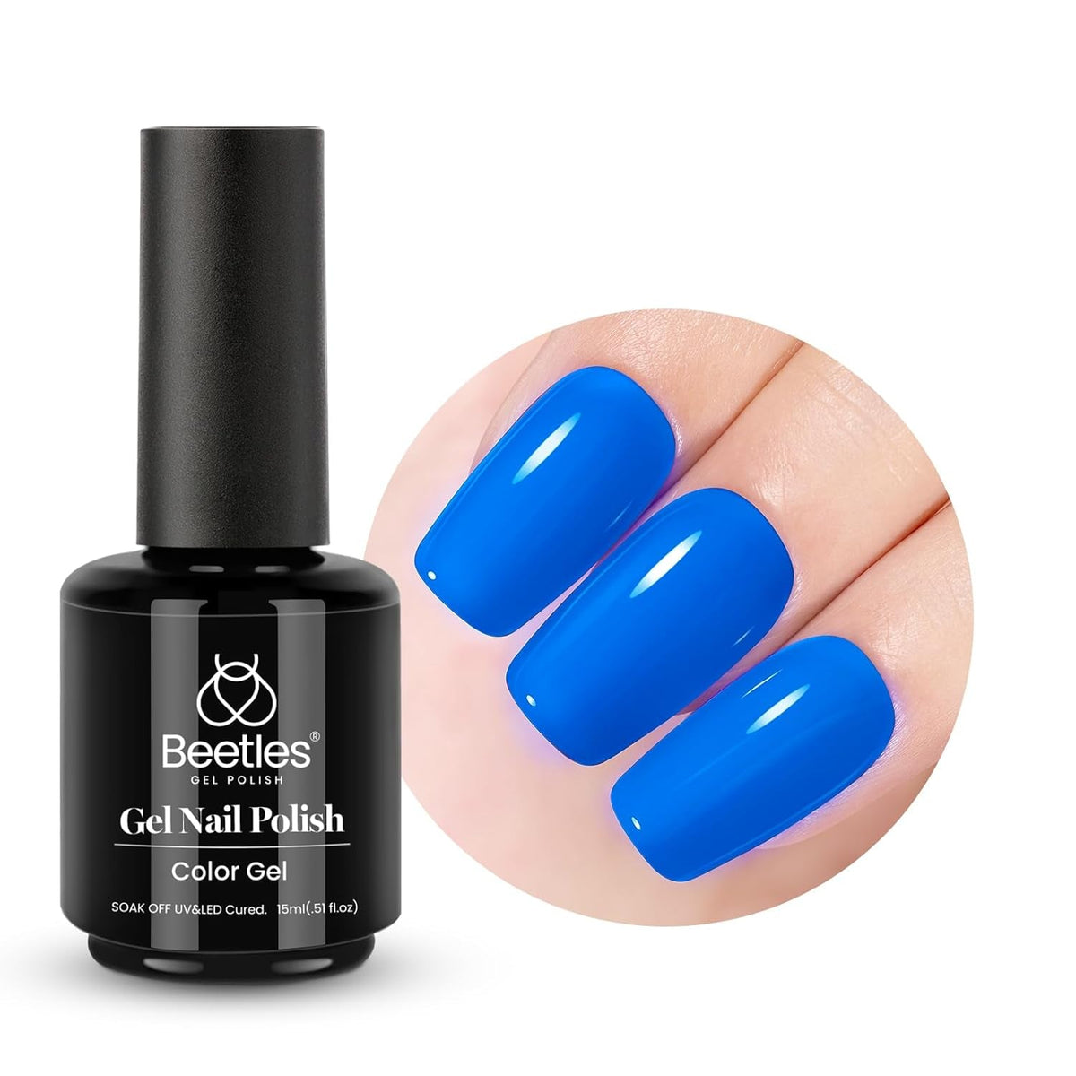 Beetles Gel Nail Polish, 1Pcs 15ml Electric Punk Bright Blue Color Gel Polish Soak Off Uv LED Gel Nail Art DIY Gel Nail Manicure for Girls Women Gifts Spring