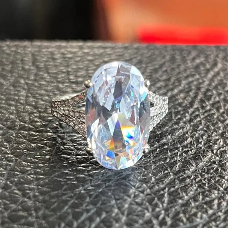 Fashion Jewelry Fashion Jewelry Gold-plated Ellipse White Sapphire Zircon AAA Wedding Lovers Ring Size 6-10