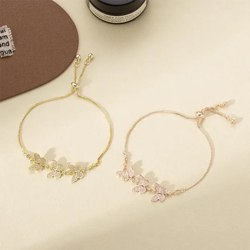 Adjustable Butterfly Rhinestone Bracelet for Women Girls