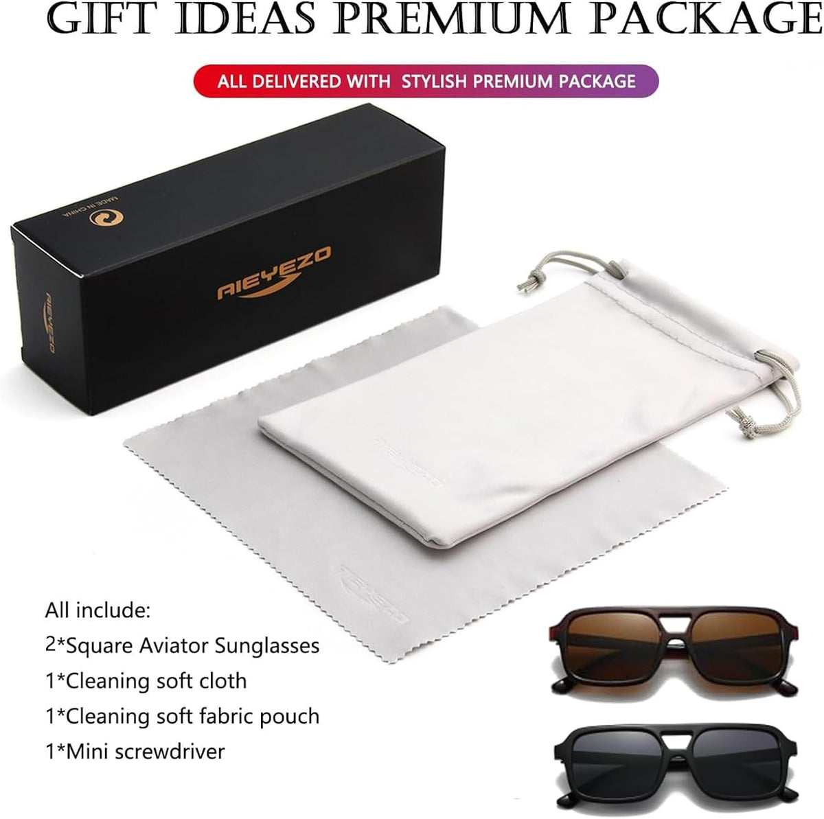 Retro Square Sunglasses for Women Men Trendy Rectangle Aviator Sun Glasses Vintage 70S Shades