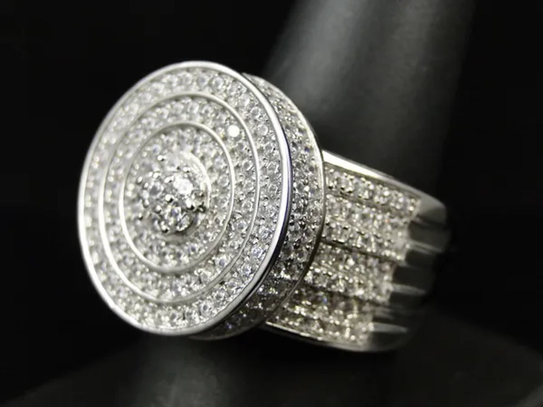 Mens White Sapphire 925 Silver Plated Eternity Pinky Ring Size 6-10