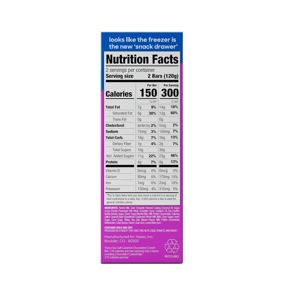 Frozen Greek Yogurt Bars Sea Salt Caramel Chocolate Crunch Bars 4 Count for a Ridiculously Creamy Frozen Snack Made with the Goodness of Greek Yogurt 2.65Fl Oz