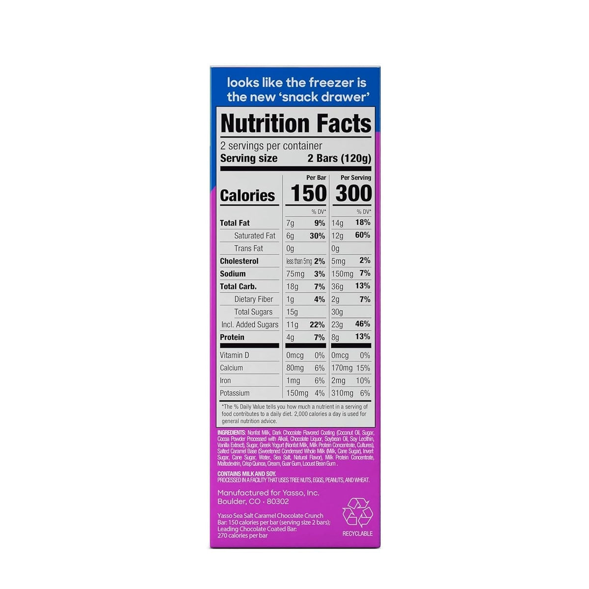 Frozen Greek Yogurt Bars Sea Salt Caramel Chocolate Crunch Bars 4 Count for a Ridiculously Creamy Frozen Snack Made with the Goodness of Greek Yogurt 2.65Fl Oz