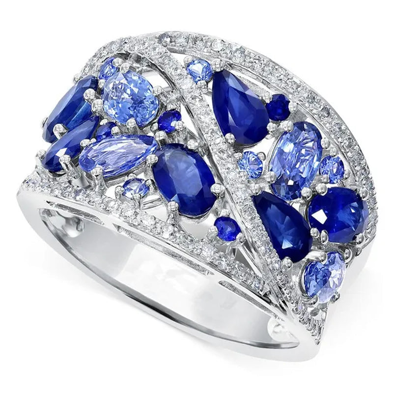 Simple Pear Cut Aquamarine Women Ring Fashion 925 Sterling Silver Natural Gemstone Women Wedding Party Jewelry Ring